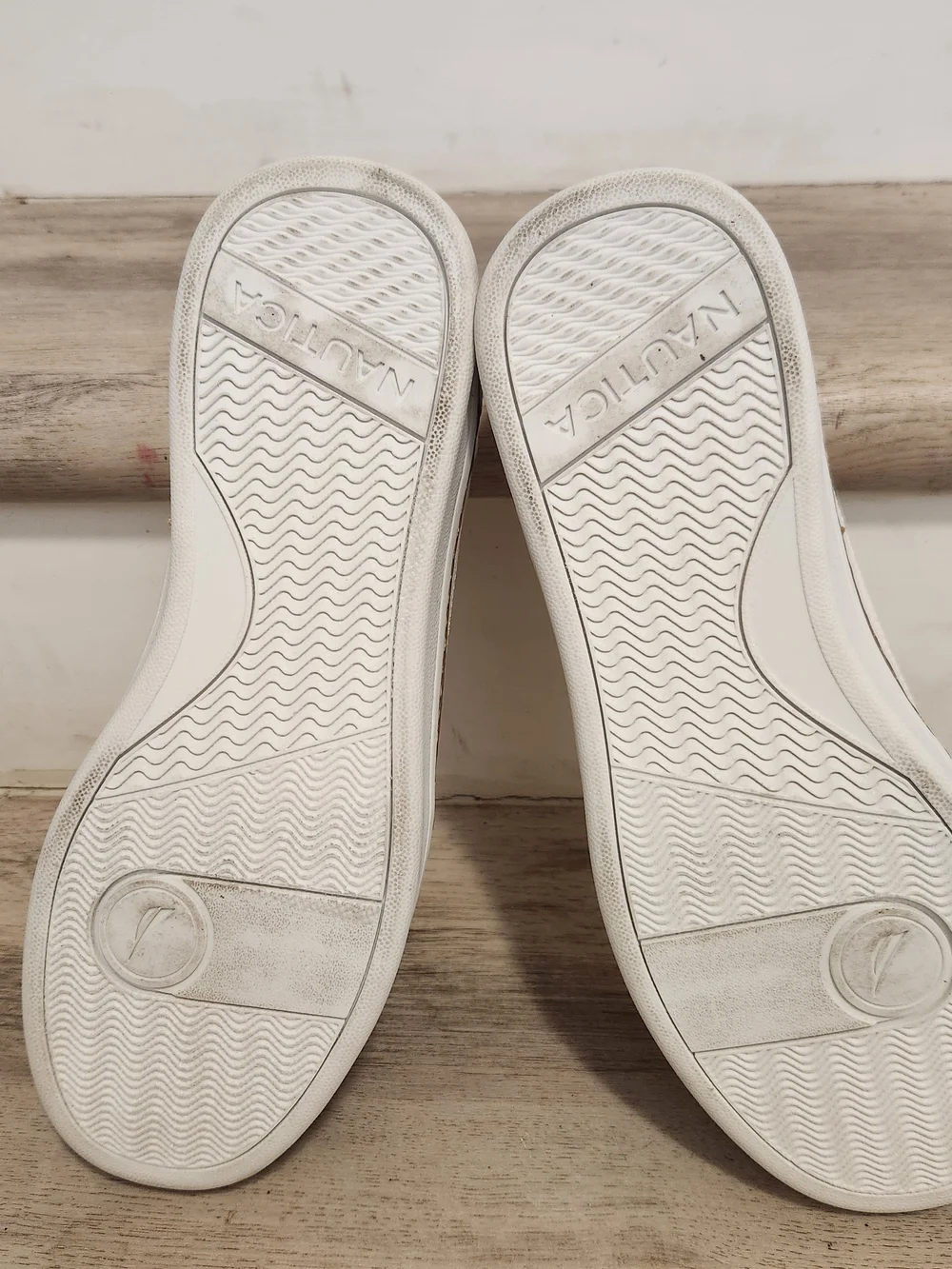 Nautica White Sneakers with Light Gray and Brown Trim